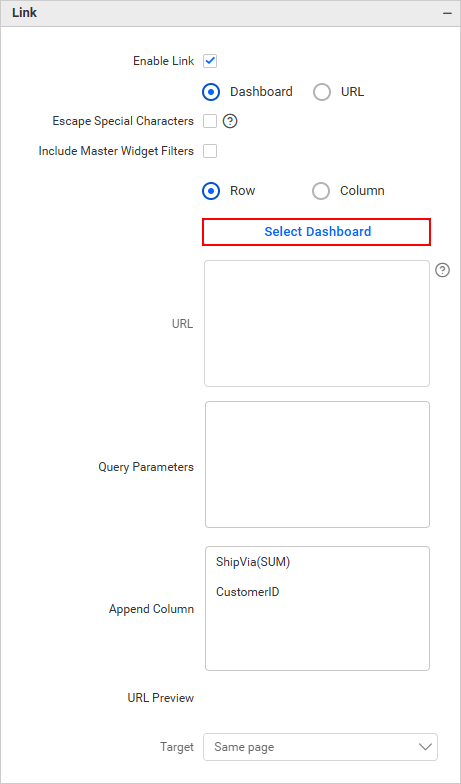 Select dashboard initial