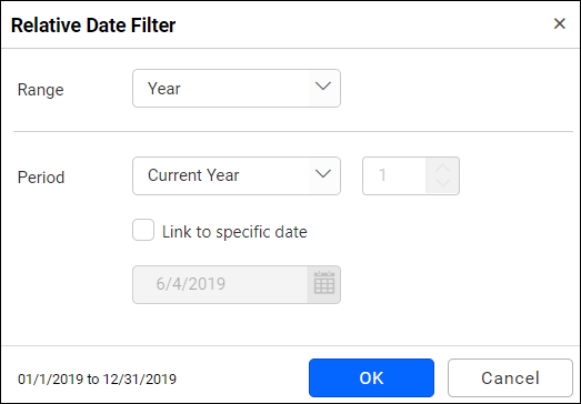 relative date filter dialog