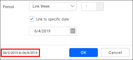 relative date filter link to specific date option