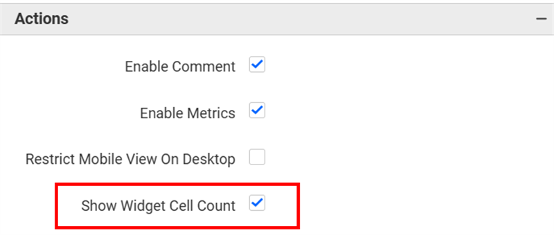 Show Widget Cell Count