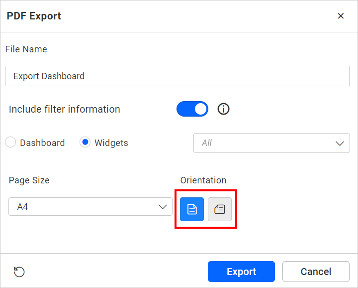 Export PDF Orientation