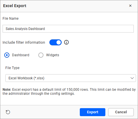 Excel export
