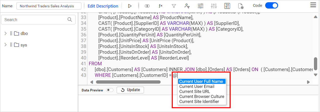 Use default parameter in custom query