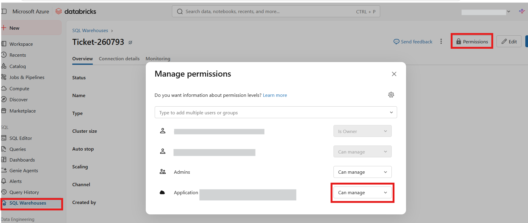 Add Service Principal to Warehouse
