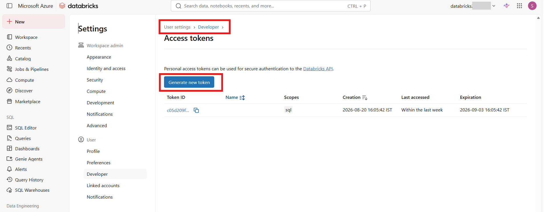 Azure Databricks GetPAT