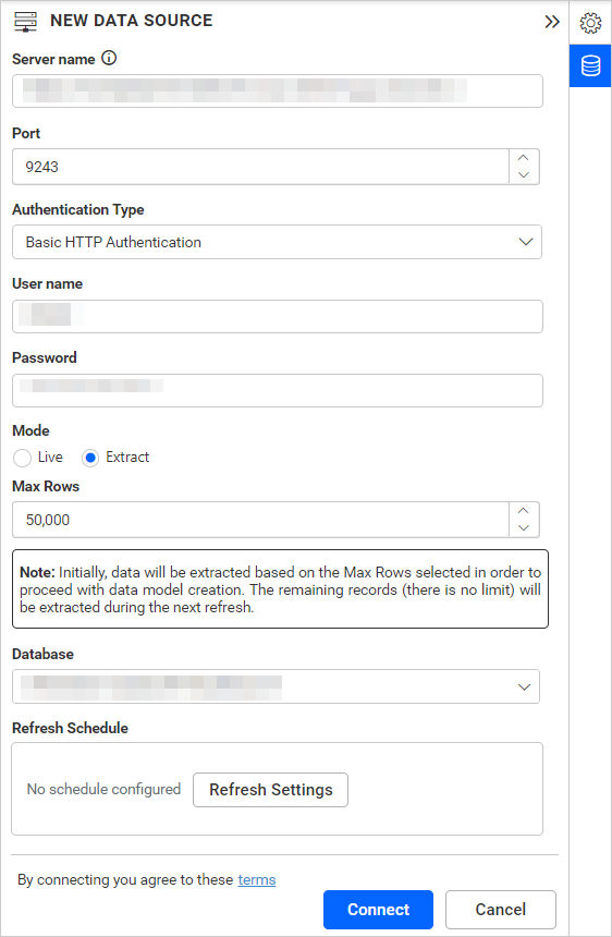 Data source connection