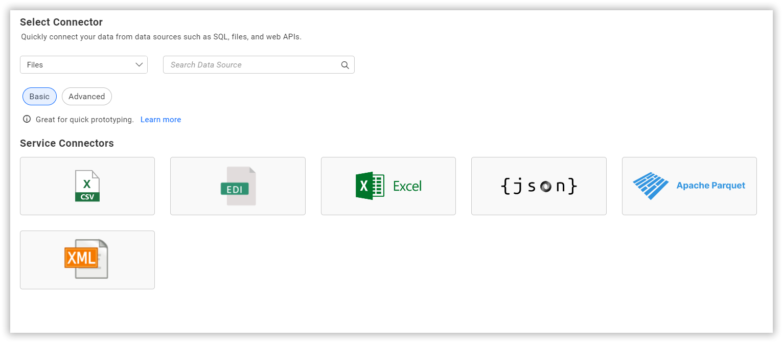 Choose data source from server