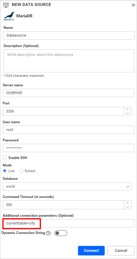 MariaDB Connection Specific Table