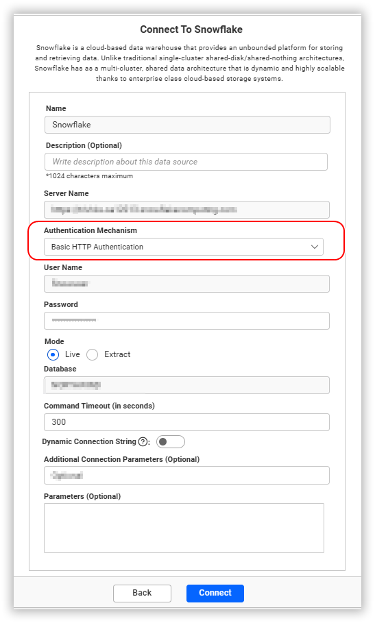 Snowflake Basic Authentication