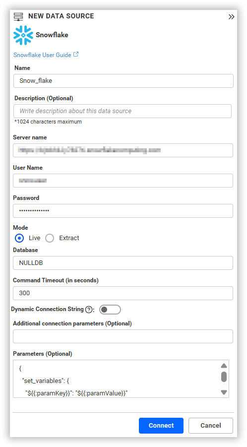 Connect Using Session Parameter