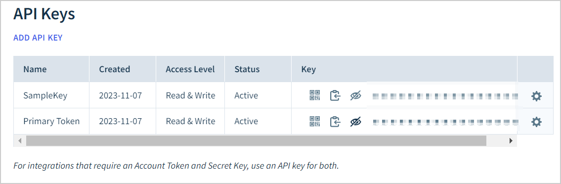 API Key List