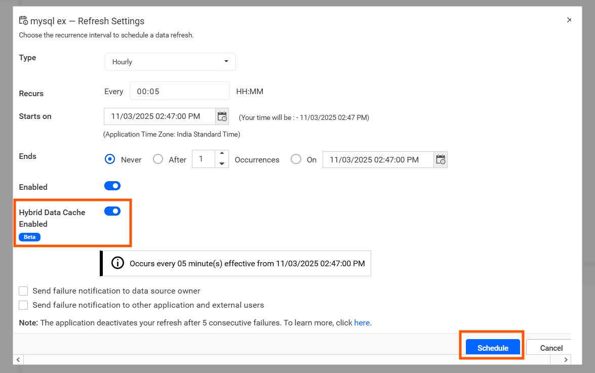 Data cache extract