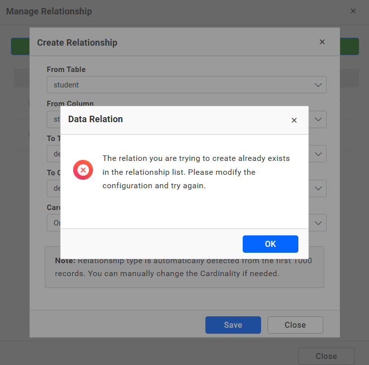 Relation delete icon