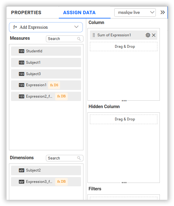 Aggregation function expression
