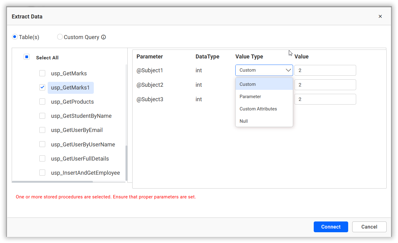 Stored Procedure Parameters