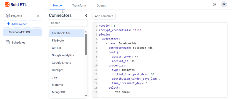 Facebook ADs ETL - BoldBI